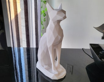 Modern Low Poly Egyptian Cat Statue 9" Tall