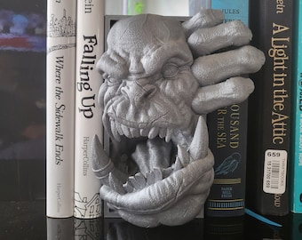 Orc Peeking Book Nook - Halloween Decor - Fantasy Book Shelf Decor - Book Lovers Gift - Horror Bookend