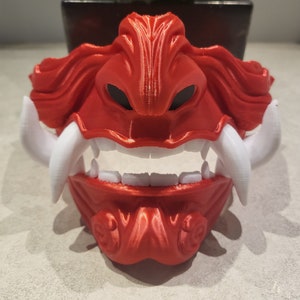 Máscara Oni Half Demon Japanese Hannya Samurai con correas, impresa en 3D, personalizada con múltiples opciones de color