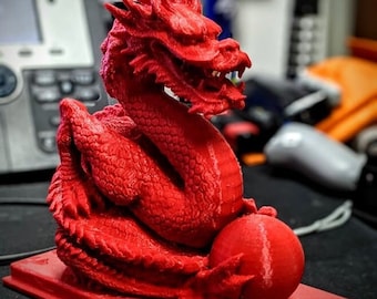 Mythical Dragon Statue Holding Fantasy Orb, Chinese New Year Dragons, Unique Fantasy Decor,