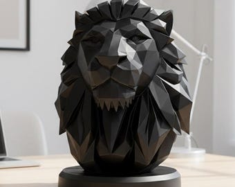 Busto de león de baja poligonalidad - Decoración del hogar