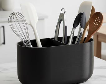 Modern kitchen utensil holder with 2 compartments