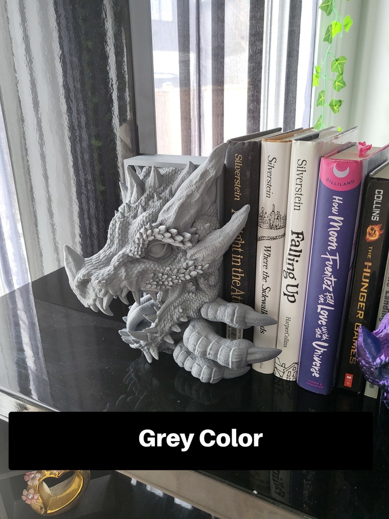 Dragon Peeking Book Nook Fantasy Book Shelf Decor Book Lovers Gift Horror Bookend image 6