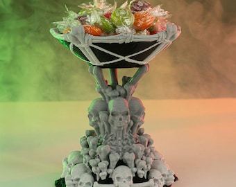 Skull Bone Tower Candy Bowl - Halloween Candy Dish - Gothic Home Decor - Spooky Party Decorations