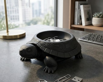 Plato de baratijas de tortuga / Organizador de escritorio impreso en 3D / Lindo portaclips / Cuenco para anillos de animales / Recipiente para llaves / Regalo para amantes de las tortugas