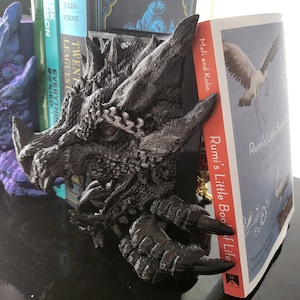 Dragon Peeking Book Nook Fantasy Book Shelf Decor Book Lovers Gift Horror Bookend image 5