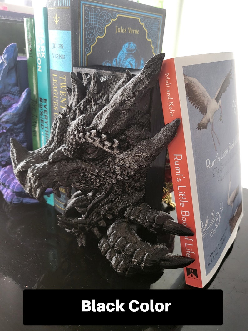 Dragon Peeking Book Nook Fantasy Book Shelf Decor Book Lovers Gift Horror Bookend image 5