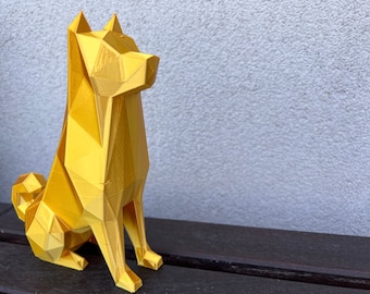 Low Poly Dog Sculpture 10" Tall - Contemporary Statue - Unique Home Decor - House Warming Gift - Dog Mom Gift