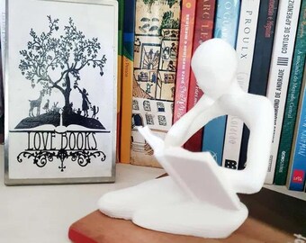 Minimal Reading Silhouette Statue - Bookshelf Decor - Unique Bookend - Book Lovers Gift - Reader Gift Ideas