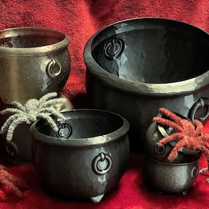 Magic Cauldron Pot, Candy Dish, Halloween Decor, Spooky Party Decorations, 3 Different Sizes (Mini Small, Medium, and Large)