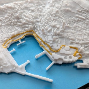 Carte 3D du circuit de course de F1 de Monaco - oeuvre d'art murale personnalisée - plan des rues 3D - oeuvre d'art déco de bureau - cadeau de pendaison de crémaillère - impression poster ville