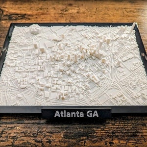Atlanta, Géorgie, États-Unis, plan de la ville - oeuvre d'art murale personnalisée - plan de rue 3D - oeuvre d'art pour bureau à domicile - cadeau de pendaison de crémaillère - impression affiche de la ville