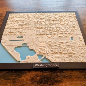Plan de la ville 3D de Washington DC - Art mural personnalisé - plan 3D - Art déco bureau à domicile - cadeau de pendaison de crémaillère - impression poster ville