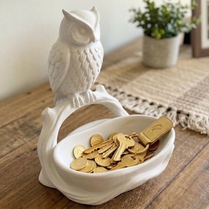Owl Jewelry Dish - Forest Animal Entryway Catchall Tray - Decorative Owl Key Holder - Unique Nature Lover Gift