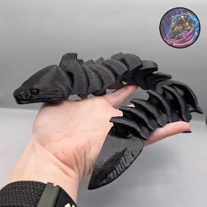 Murena articolata stampata in 3D, giocattolo sensoriale flessibile e antistress, animale domestico da scrivania a tema oceano.