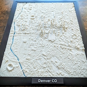 Denver Colorado USA 3D Stadt Karte - Individuelle Wandkunst - 3D Straßen Karte - Haus Büro Dekor - Housewarming Geschenk - Stadt Poster Druck