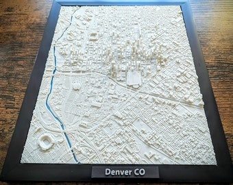 Denver Colorado USA 3D City Map - Custom Wall Art - 3D Street Map - Home Office Art Decor - Housewarming Gift - City Poster Print