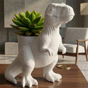 Maceta de dinosaurio - Maceta para suculentas, decoración de escritorio T-Rex, maceta prehistórica para interiores, regalo para amantes de los dinosaurios, decoración de oficina, maceta de dinosaurio