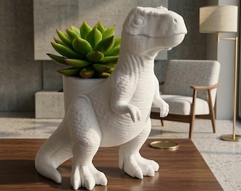 Maceta de dinosaurio - Maceta para suculentas, decoración de escritorio T-Rex, maceta prehistórica para interiores, regalo para amantes de los dinosaurios, decoración de oficina, maceta de dinosaurio
