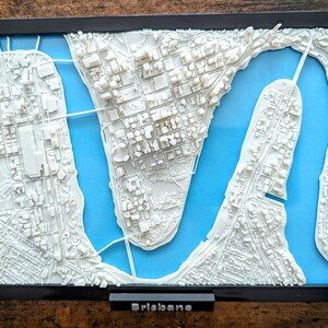 Brisbane, Australie, plan de la ville 3D, art mural personnalisé, plan des rues 3D, art déco bureau à domicile, cadeau de pendaison de crémaillère, impression d'affiche de la ville