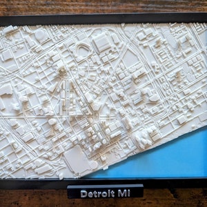 Detroit Michigan USA carte de la ville - art mural personnalisé - plan des rues 3D - art déco bureau à domicile - cadeau de pendaison de crémaillère - impression poster ville