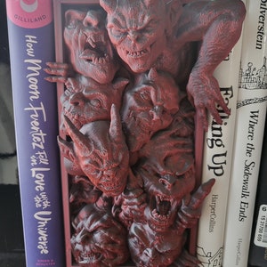 Imps and Demons Peeking Book Nook - Fantasy Halloween Book Shelf Decor - Book Lovers Gift - Horror Bookend