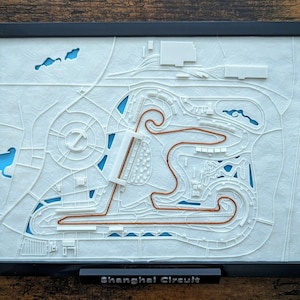 Shanghai Circuit F1 Racing 3D Map - 10&quot; Long Wall Art - Custom 3D Street Map - Home Office Art Decor - Housewarming Gift - City Poster Print