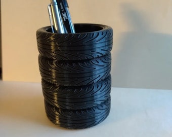 Stack of Tires Pen Holder and Desk Accessory for Car Guys and Mechanics Gift