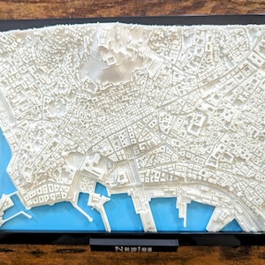 Plan de la ville de Naples Italie - oeuvre d'art murale personnalisée - plan 3D - Art déco bureau à domicile - cadeau de pendaison de crémaillère - impression poster ville