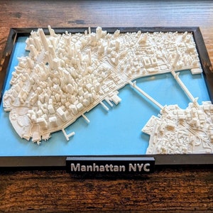 New York, Lower Manhattan, États-Unis, carte de la ville 3D - oeuvre d'art murale personnalisée - plan de rue 3D - oeuvre d'art déco de bureau - cadeau de pendaison de crémaillère - impression poster ville
