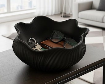 Modern Wavy Petal Shell Bowl - Minimalist Catchall Tray - Organic Rippled Decorative Bowl - Scandi Style Entryway Key Holder