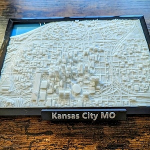Carte de la ville 3D de Kansas City, Missouri, États-Unis - oeuvre d'art murale personnalisée - plan de rue 3D - oeuvre d'art déco bureau à domicile - cadeau de pendaison de crémaillère - impression poster ville