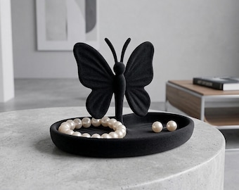 Bandeja organizadora de mariposa barroca - Plato para joyas ornamentado y llavero de entrada - Decoración para el hogar estilo Dark Academia - Bandeja de tocador gótica