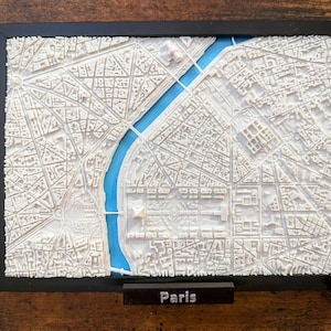 Mapa de la ciudad de París, Francia, en 3D - Arte mural personalizado - Mapa callejero en 3D - Decoración artística para el hogar y la oficina - Regalo de inauguración de la casa - Impresión de póster de la ciudad