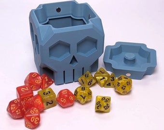Boîte à dés personnalisée en forme de cube en forme de crâne, accessoires de table, rangement pour RPG