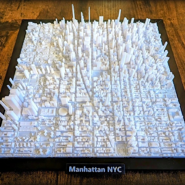 New York City Manhattan USA 3D City Map - Custom 3D Street Map - Home Office Art Decor - Housewarming Gift - City Poster Print