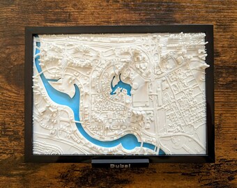 Mapa de la ciudad de Dubái en 3D - Arte mural personalizado - Mapa callejero en 3D - Decoración artística para el hogar y la oficina - Regalo de inauguración de la casa - Impresión de póster de la ciudad
