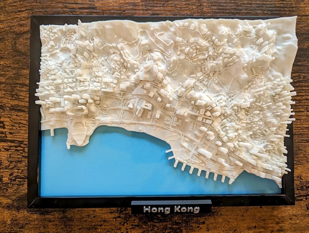 Hong Kong 3D City Map - Custom Wall Art - 3D Street Map - Home Office ...