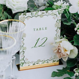 White floral table number template, hydrangea table number, editable table number, white flower table number, white and green wedding decor
