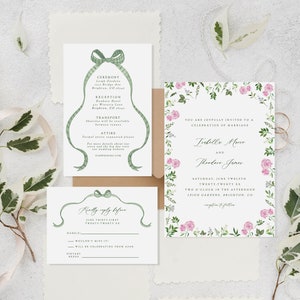 Pink hydrangea wedding invitation, pink floral invitation template, floral wedding invite, personalized invitation template, floral invite image 4