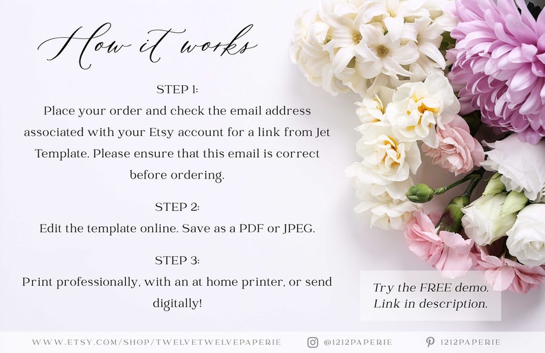 Pink hydrangea wedding invitation, pink floral invitation template, floral wedding invite, personalized invitation template, floral invite image 2