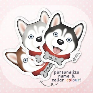 Personalized Husky Sticker | Husky Vinyl Sticker with Name