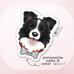Personalized Border Collie Sticker | Border Collie Vinyl Sticker with Name