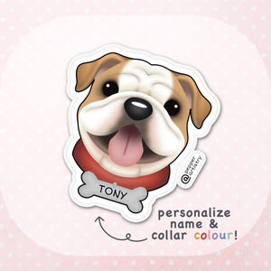 Personalized English Bulldog Sticker | English Bulldog Vinyl Sticker with Name