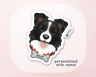 Border Collie Vinyl Sticker | Cute Custom Dog Decal Personalized with Name | Unique Gift for Dog Owners and Dog Lovers