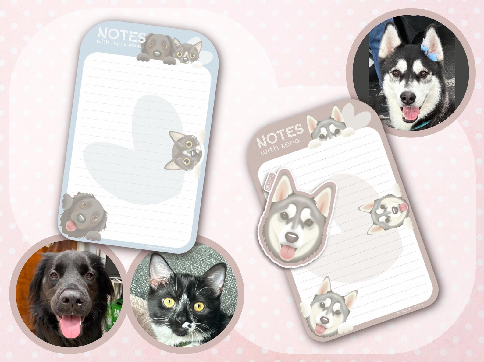 Custom Hand Drawn Pet Notepad • Personalized 5x8 Dog and Cat Paper Pad ...