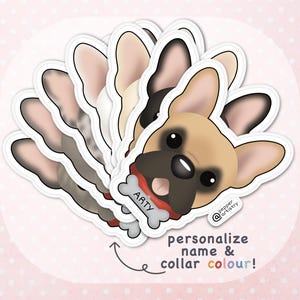 Personalized Frenchie Sticker | French Bulldog Vinyl Sticker with Name