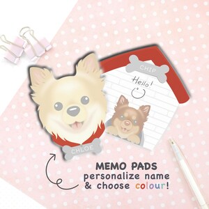 Personalized Chihuahua Memo Pad | Cute Long Hair Chihuahua Dog Notepad with Name
