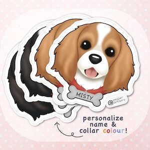 Personalized Cavalier Sticker | Cavalier King Charles Spaniel Vinyl Sticker with Name