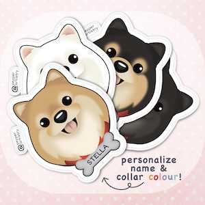 Personalized Pomeranian Sticker | Pomeranian Vinyl Sticker with Name